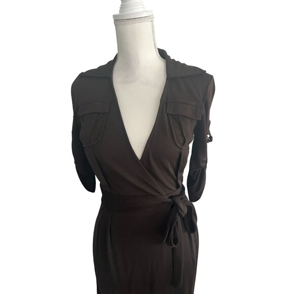 DIANE VON FURSTENBERG DVF Brown Signature Wrap Dress Size 2 - Picture 5 of 8